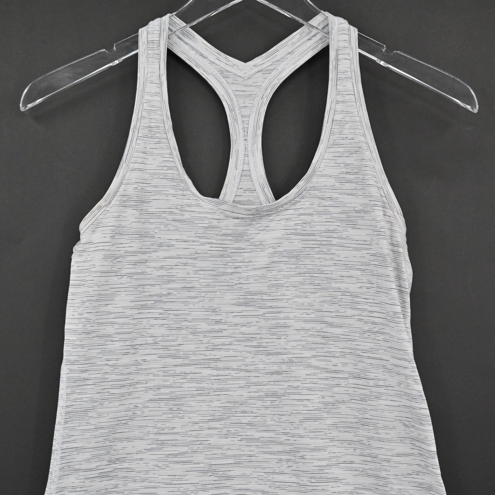 Lululemon Womens Cool Racerback Tank Top Size 4 White Space Nimbus Battle Logo - Picture 6 of 10